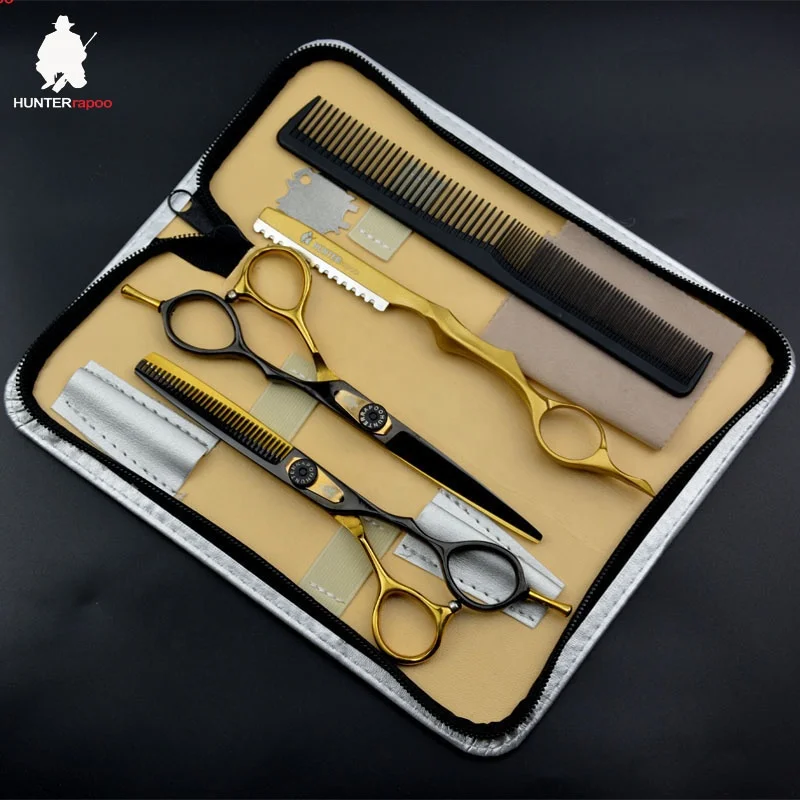 

HUNTERrapoo 6 inch Hairdressing Scissors Kit For haircut Stainless steel Barber Thinning Shear for hairdresser