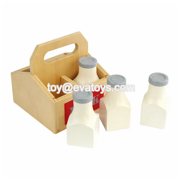2018 Trending Products Baby Wooden Toy Milk Bottles With Box W10b192