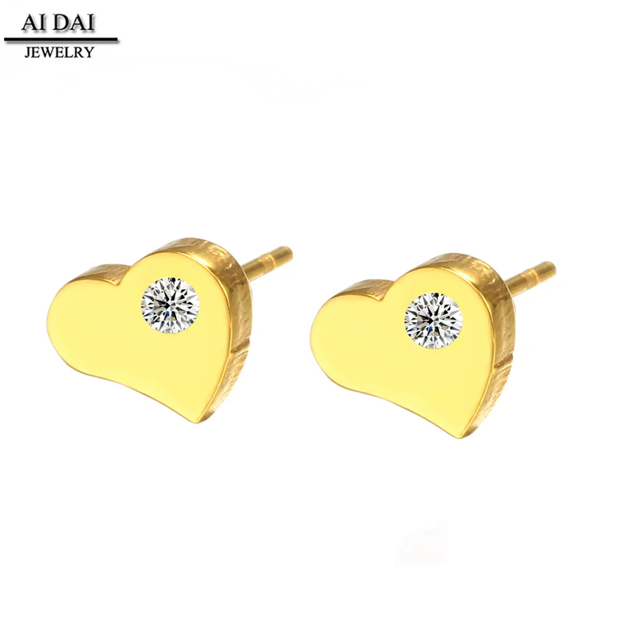 

stock product cheap wholesale heart plated gold stud earrings