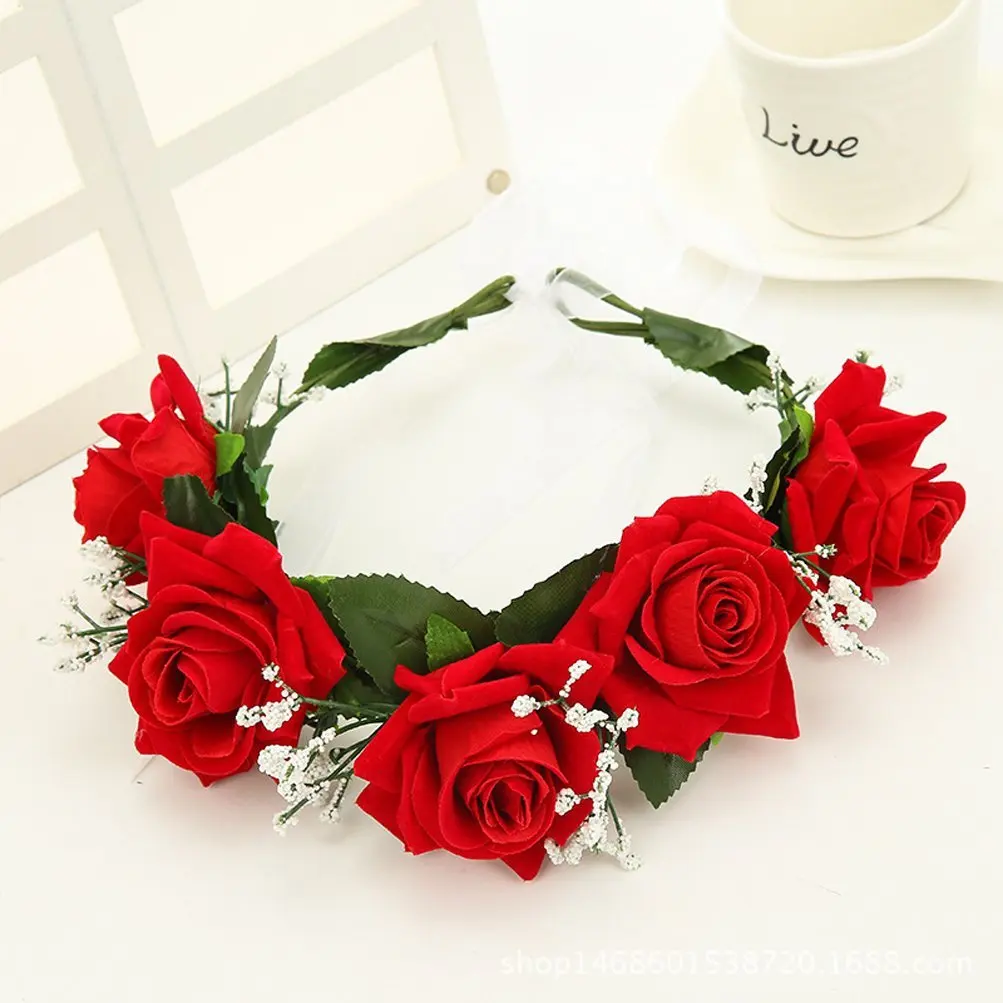 red rose hair crown