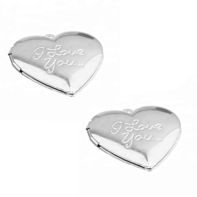 

Men Women Stainless Steel Heart Pendant Necklaces Flower Pattern Chain Necklaces Vintage Opening Photo Box Charms, N/a