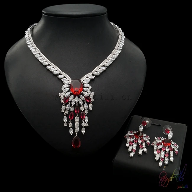 

Perfect Design Jewelry Set noble big red zircon jewelry set