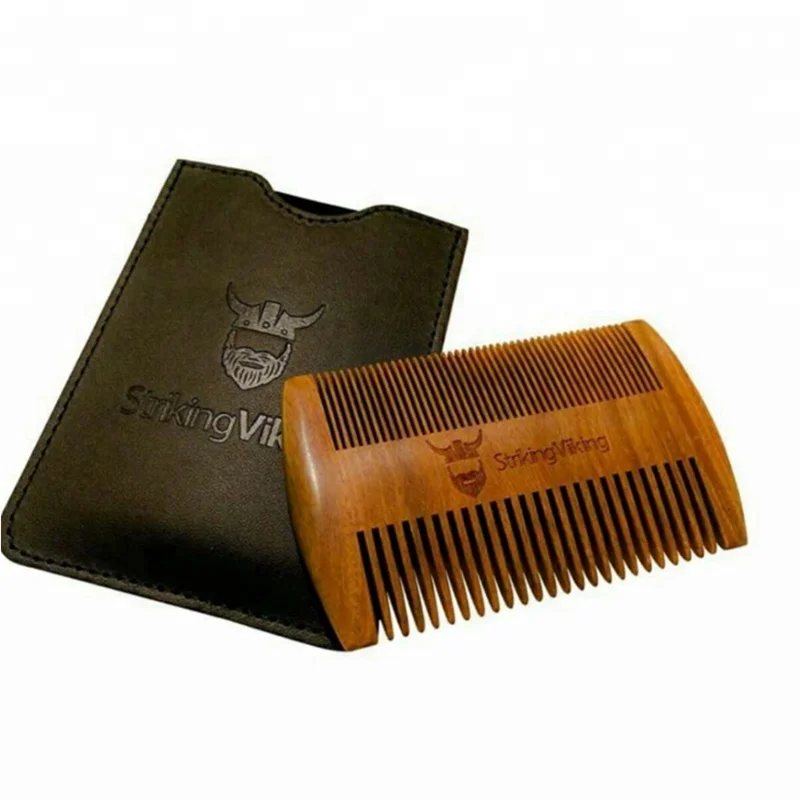 

Fashion steel beard comb stainless sandalwood folding