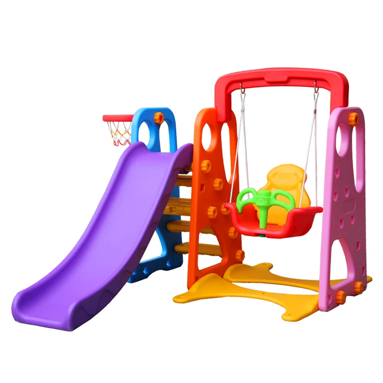 

New Design Colorful Kids indoor plastic play slide with swing combined toy for Children, Customized color option