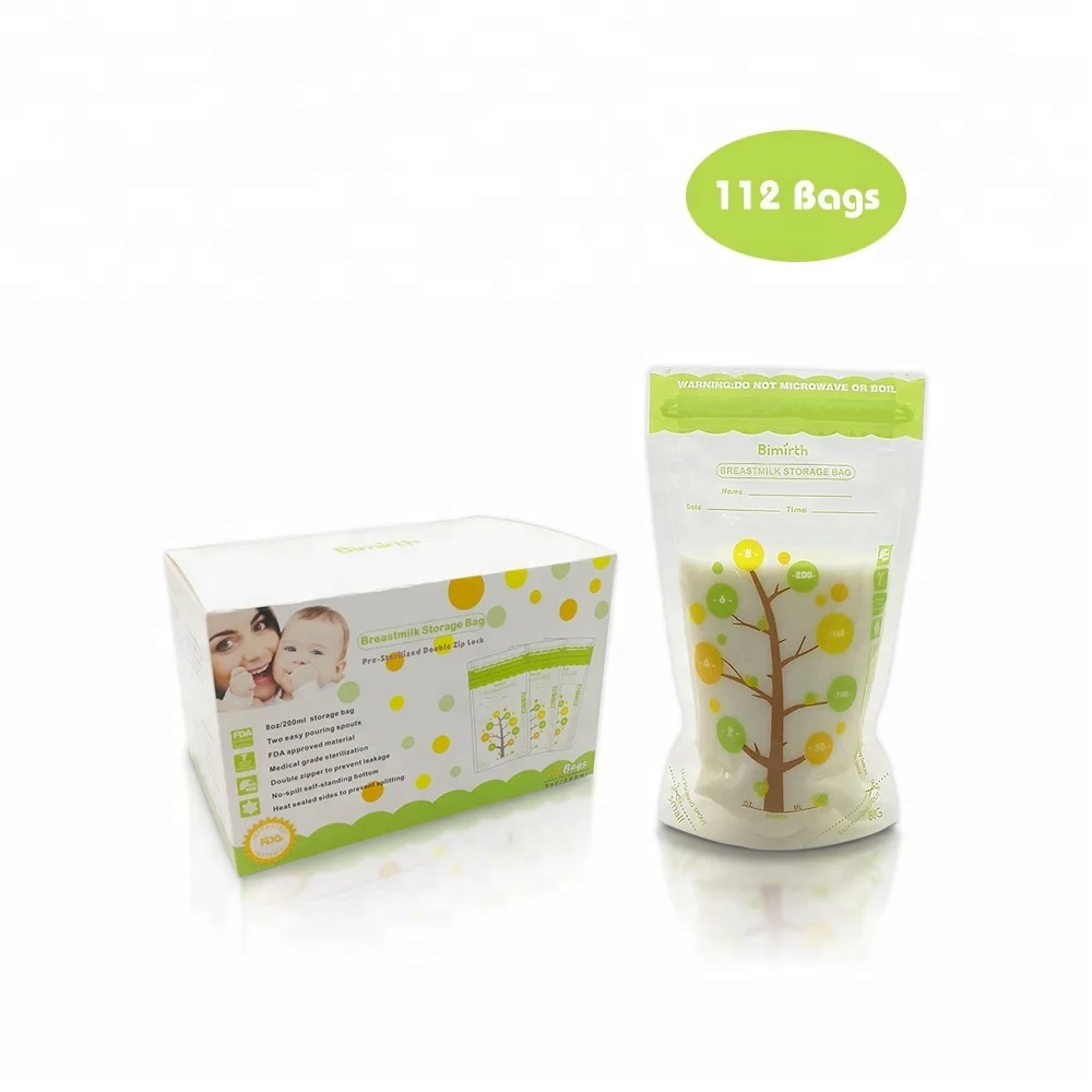 

Bimirth 8OZ 235ml bpa free breast milk storage bags Milk Freezer Baby Food Storage bag