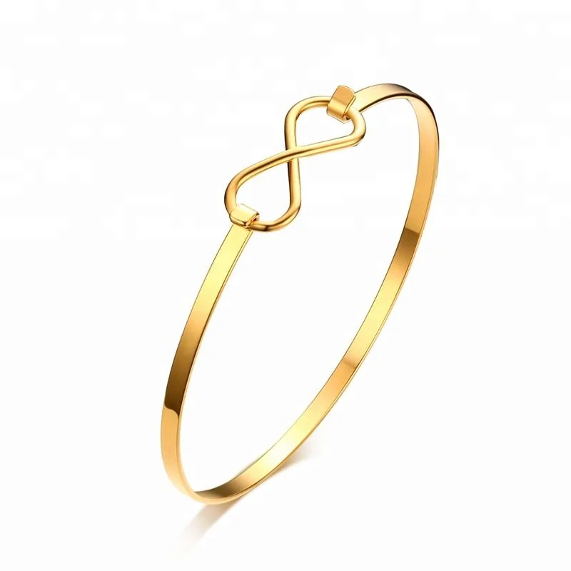 

Wholesale New Arrival Design Gold Stainless Steel Infinity Charm Bangle Bracelet For Women Gift