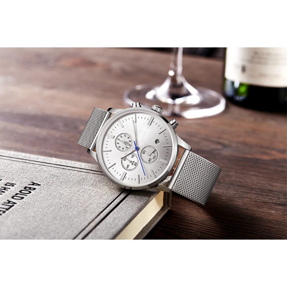 
Sell like hot cakes Watch male Chronograph Business Steel belt watch 