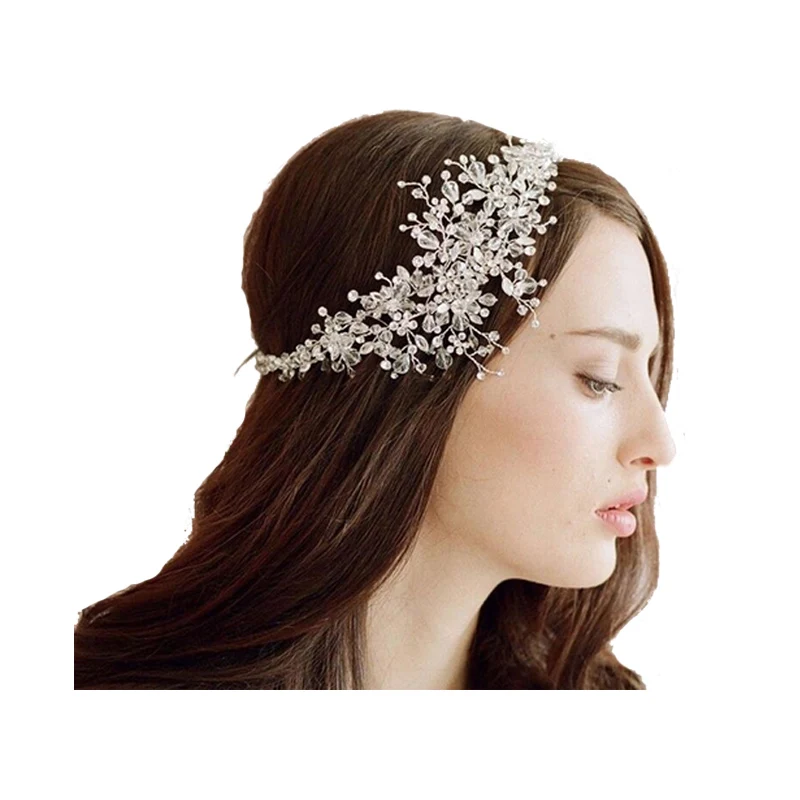 

100% Handmade Bridal Headpiece Clear Rhinestone Bridal Headband Crystal Hair Tiara Wedding Hair Ornaments