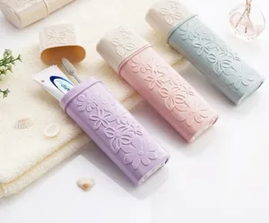 Image of Portable Toothbrush Toothpaste Storage Box Holder Cup Wash Toothbrush Organizer Bathroom Products Supplies Storage Box