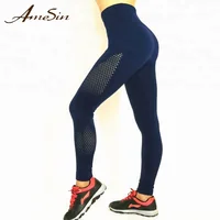 

AMESIN YLF053 Free Sample Hollow out Seamless Knit Solid Color Athletic Leggings For Women