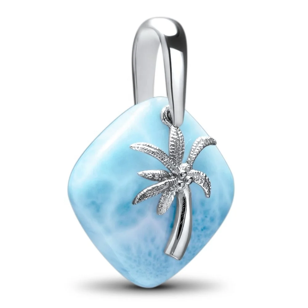 

Fashion Hawaiian Style Blue Larimar Jewelry Gemstone Palm tree Pendant, Blue larimar stone