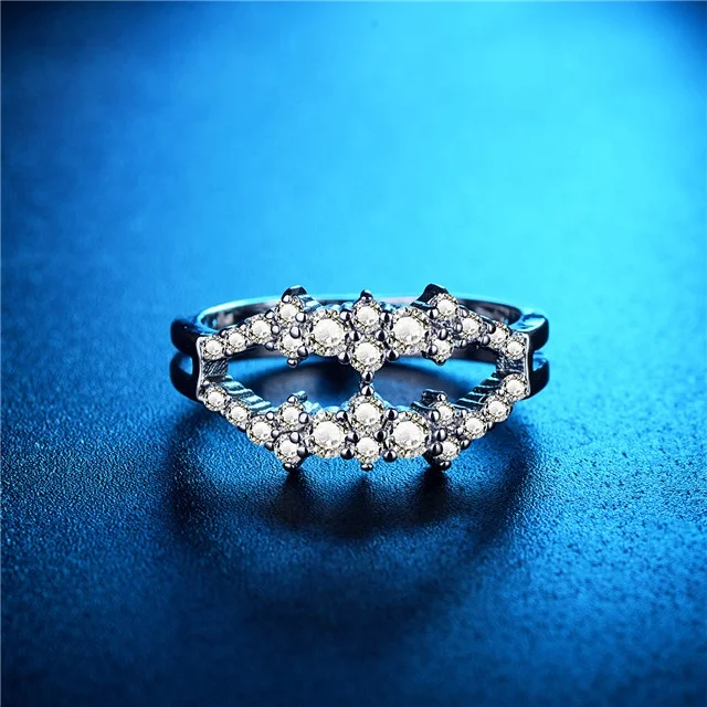 

New Fashion Jewelry Zircon Copper/Silver Lip Shape Wedding Bride Party Rings For Women Girls