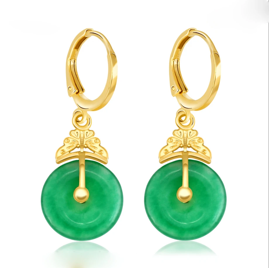 

XL2029 fashion zircon jewelry elegant women 24k gold plated jade earring, Picture shows