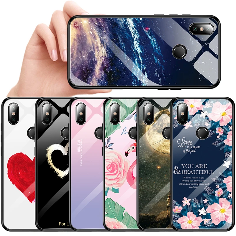 

Luxury Tempered Glass Phone Case Cover For Xiaomi Mi 8 Mi A2 Lite A1 Mi8 9 Redmi 6 Pro 5 Plus Note 6 7 Pro 7 5 Pocophone F1, Black,blue,pink.white,red