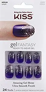 **NEW 2015** Kiss Nails GEL FANTASY "KGN04" (CHARMED LIFE) Medium Design Nails w/Adhesive Tabs & Glue
