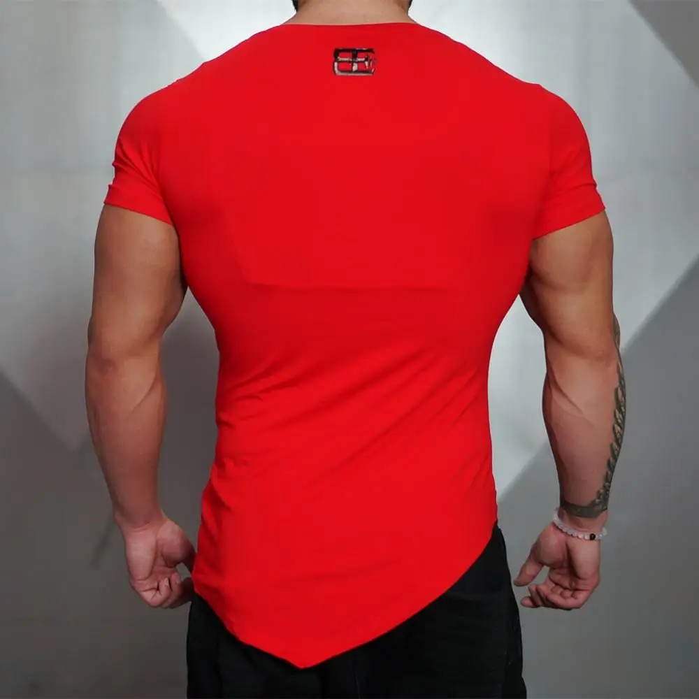 Cotton Spandex Short Sleeve Skin Tight T Shirt Men's V Neck Tee Buy