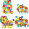 Children Toys Early Childhood Puzzle Cartoon Animal Jigsaw Puzzle Wooden Building Blocks
