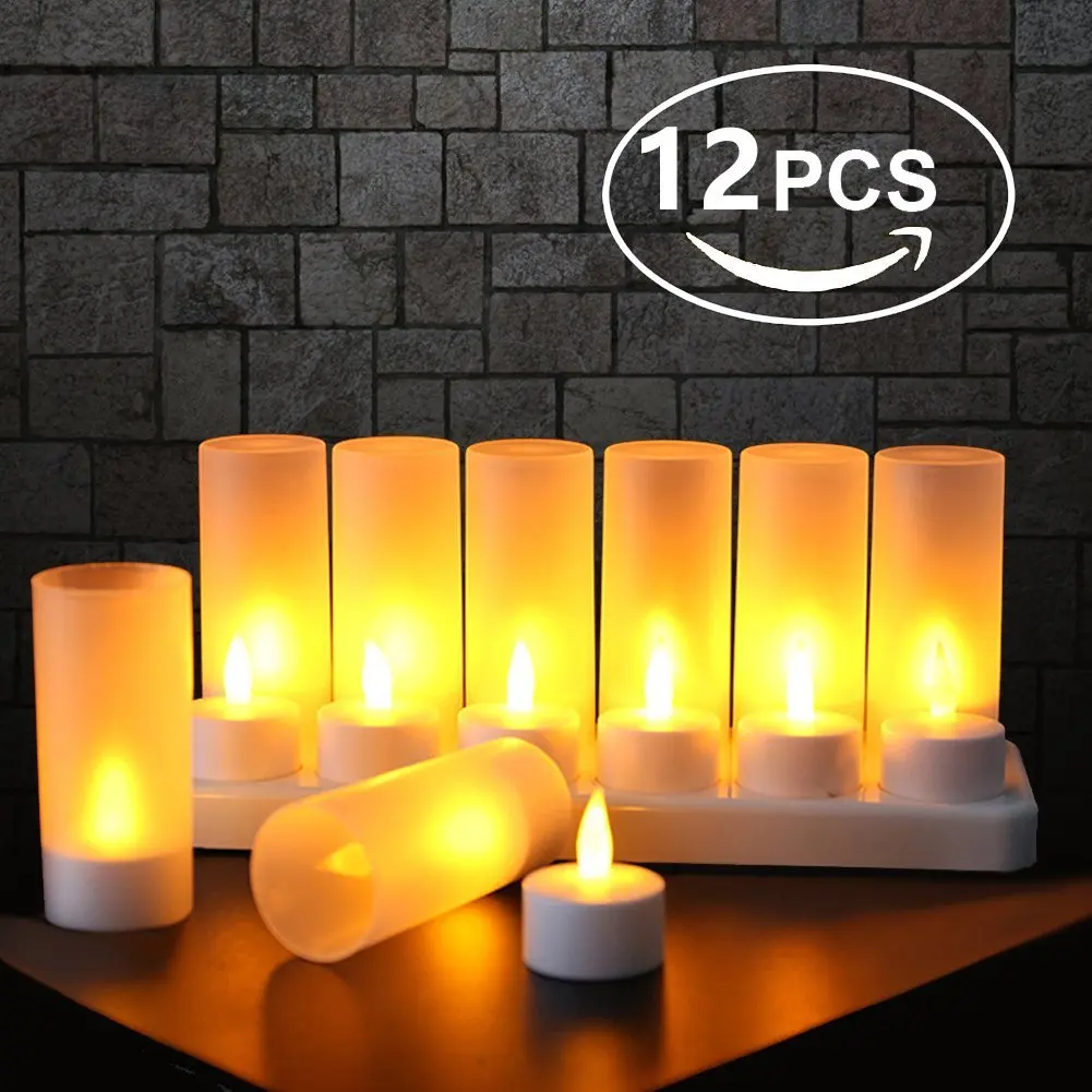 bougies chauffe-plat étanches avec minuterie à distance pour la décoration de la maison Bougies sans flamme jaune 12 pièces HL bougies chauffe-plat rechargeables 