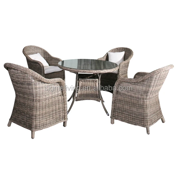 Outdoor Rattan Garden Furniture 5-piece Dining Table And Chairs Set