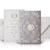 Luxury cotton paper Wedding Invitations Flourished Laser Cut Sleeves with gold pattern
