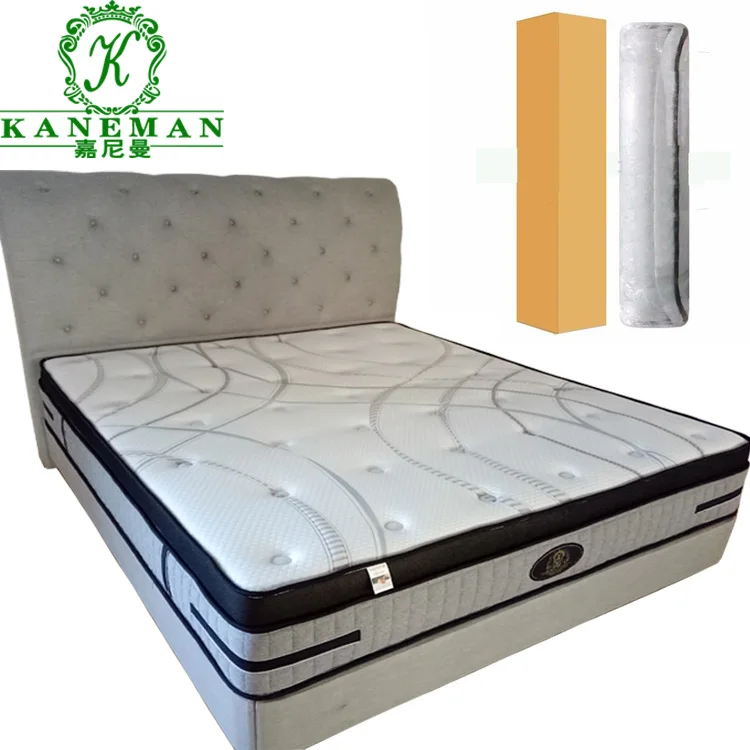 

Online sale vacuum compressed rollable pillow top spring pocket coil mattress with memory foam, Can be customize