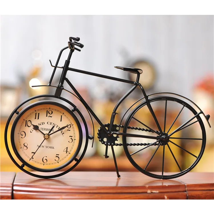 

Retro Metal Bike Vintage Bicycle Standing Table Desk Mute Clock