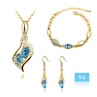 

18K gold plated necklace + earrings + bracelet crystal wedding jewelry Set Free shipping Horse eye