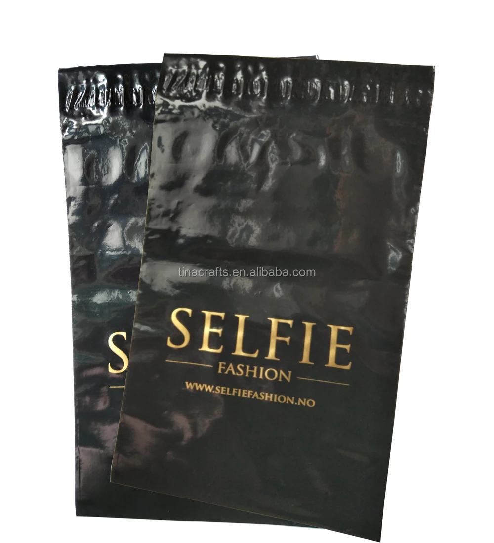 Poly Shipping Bag For Clothing Air Express Plastic Custom Mailing Bags With Gold Printed Logo