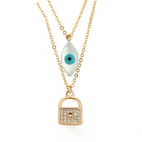 

45329 xuping 18K gold Turkish blue eye necklace jewelry, Muslim islamic dubai women artificial designs joyeria jewelry