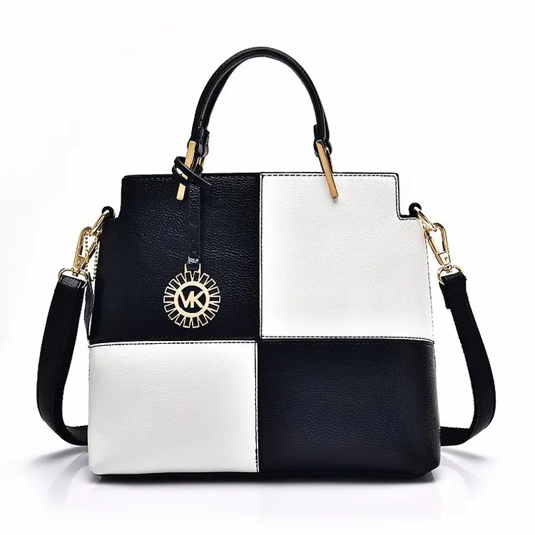 Wx165 China Supplier High Quality Black White Pu Leather Bags Ladies Tote Handbags - Buy Online ...
