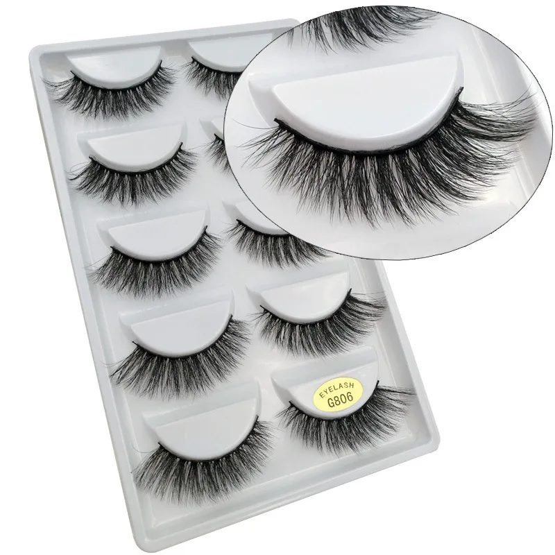 

Wholesale korean 5 in 1 packaging 3D mink eyelashes extensions for sell, Natural black wholesale mink eyelash