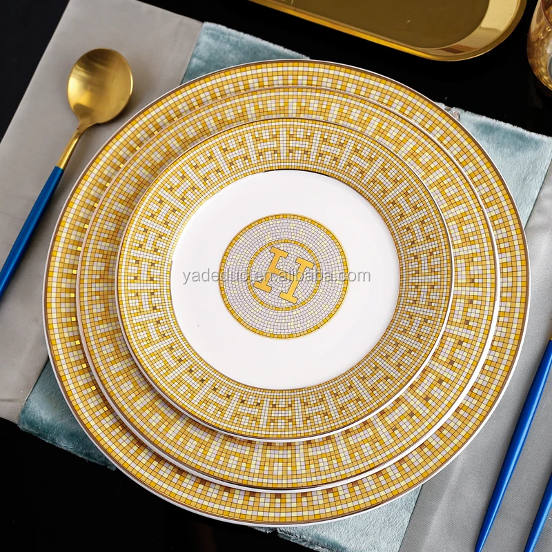 Luxury Ceramic Gold Dinner Plates Porcelain Vintage Wedding Charger