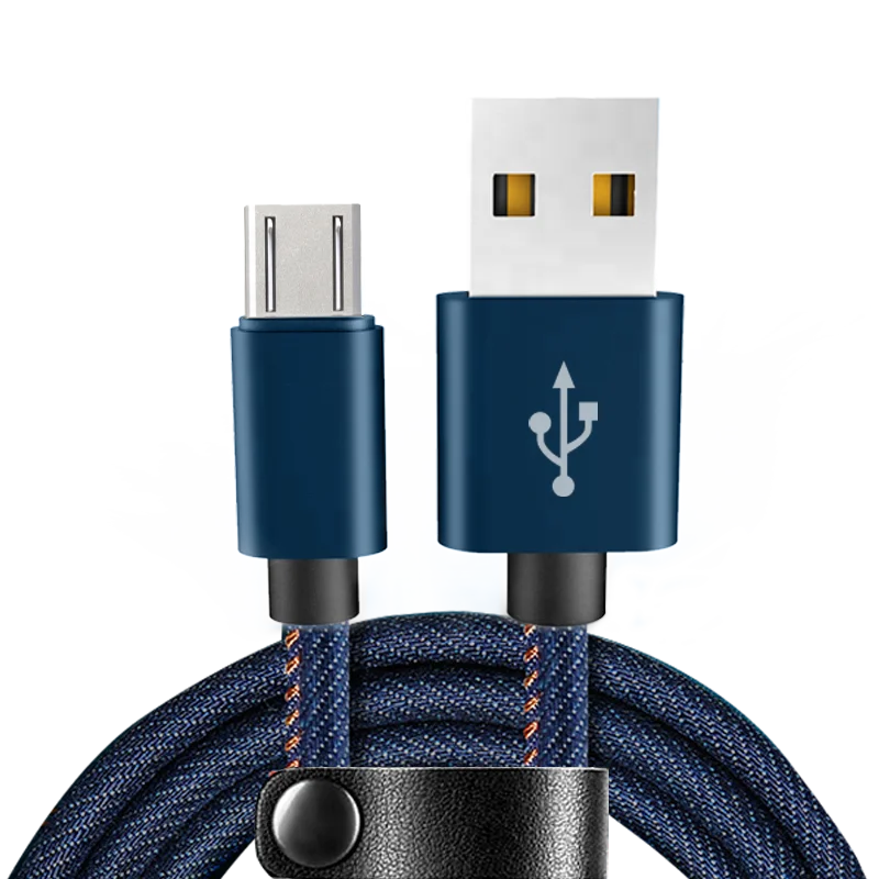 

Wholesale Cheap Jean Denim Fast Charging USB Cable for Android, Blue/red/black