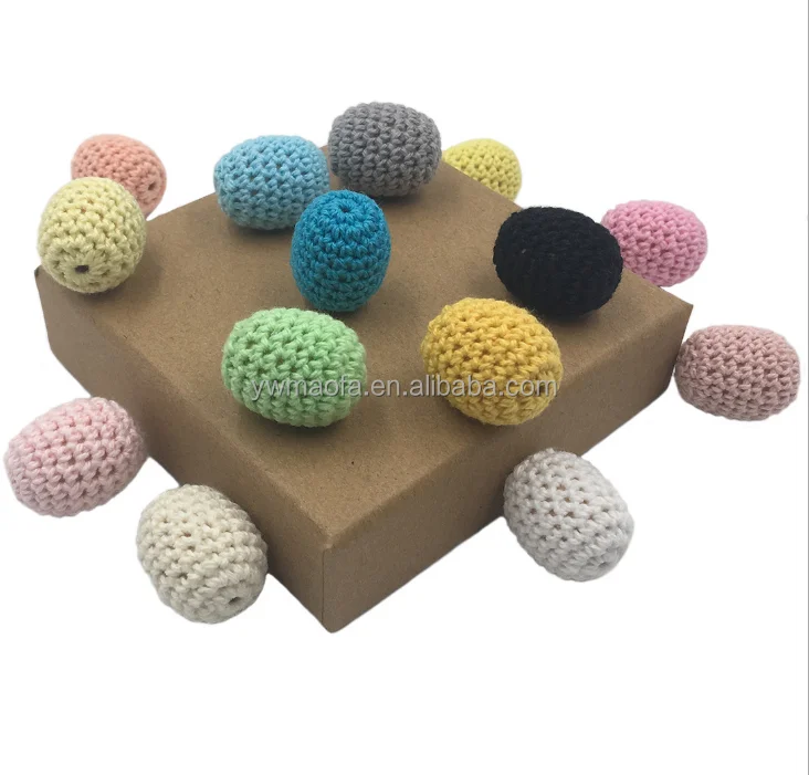 

Wholesale Eco-friendly Handmade Cotton Thread Crochet Ball Beads for Baby Teether Toys, Nature color