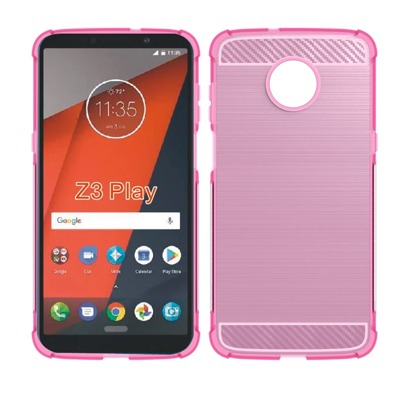 newstyle Carbon Fiber Cover soft Tpu Brushed case For Motorola moto Z3 Play