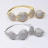 Micro pave three round luxury bangle ring sets for lady