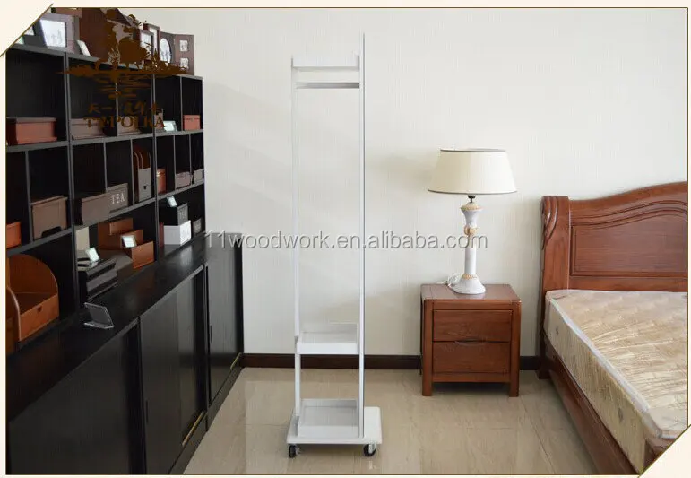 Floor Stand Wooden Full Length Dressing Mirror With Wheels