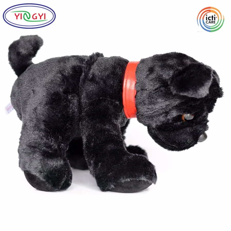 Source D828 Black Pug Plush Stuffed Animal Toy Leather Collar Vivid  Artificial Bulldog Plush Dog Pug Soft Toy on m.