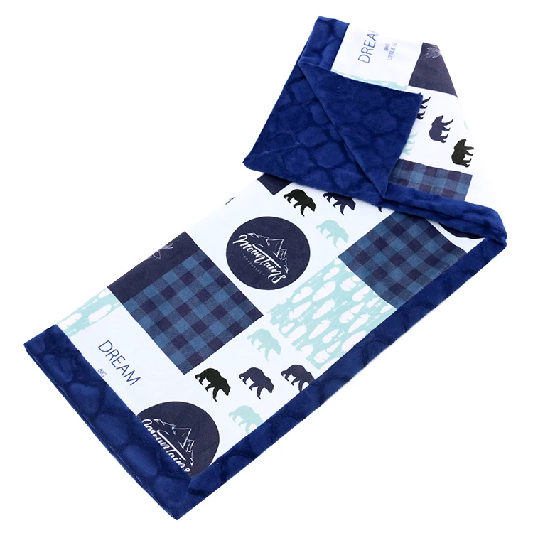 Custom Patchwork Digital Print Baby Double Sided Minky Blanket Buy