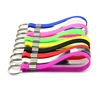 Embossed 3D logo silicone wristband keychain key holder ring chain, soft PVC silicon rubber tag wrist band bracelet keyring