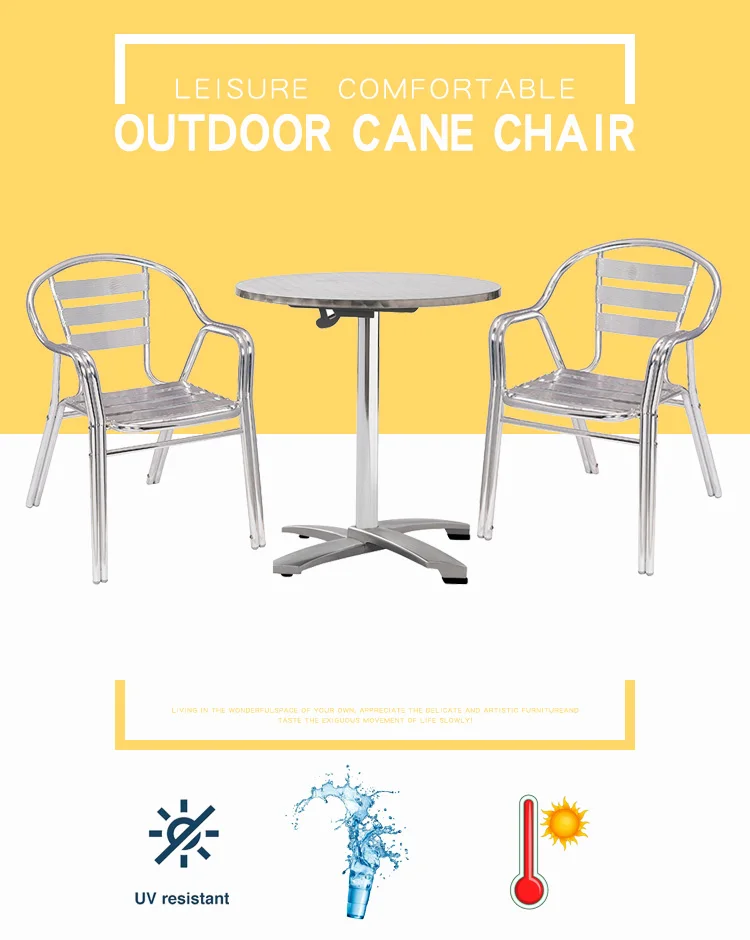 Double Tube Dining Restaurant Outdoor Garden Cafe Bistro Aluminum Chair Set