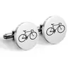 Vintage Round Stainless steel bike cuff links with engraved bicycle cufflinks