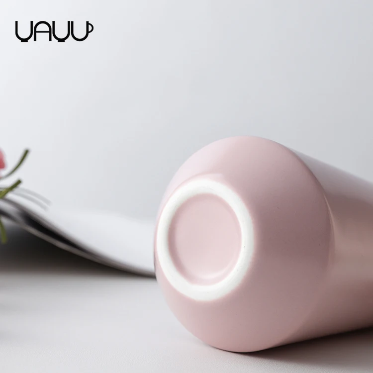 Nordic style table decoration matte pink ceramic custom wedding flower tall vase for home hotel .jpg