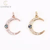 Hot sale abalone shell cz stone moon pendant charms necklace accessories for women