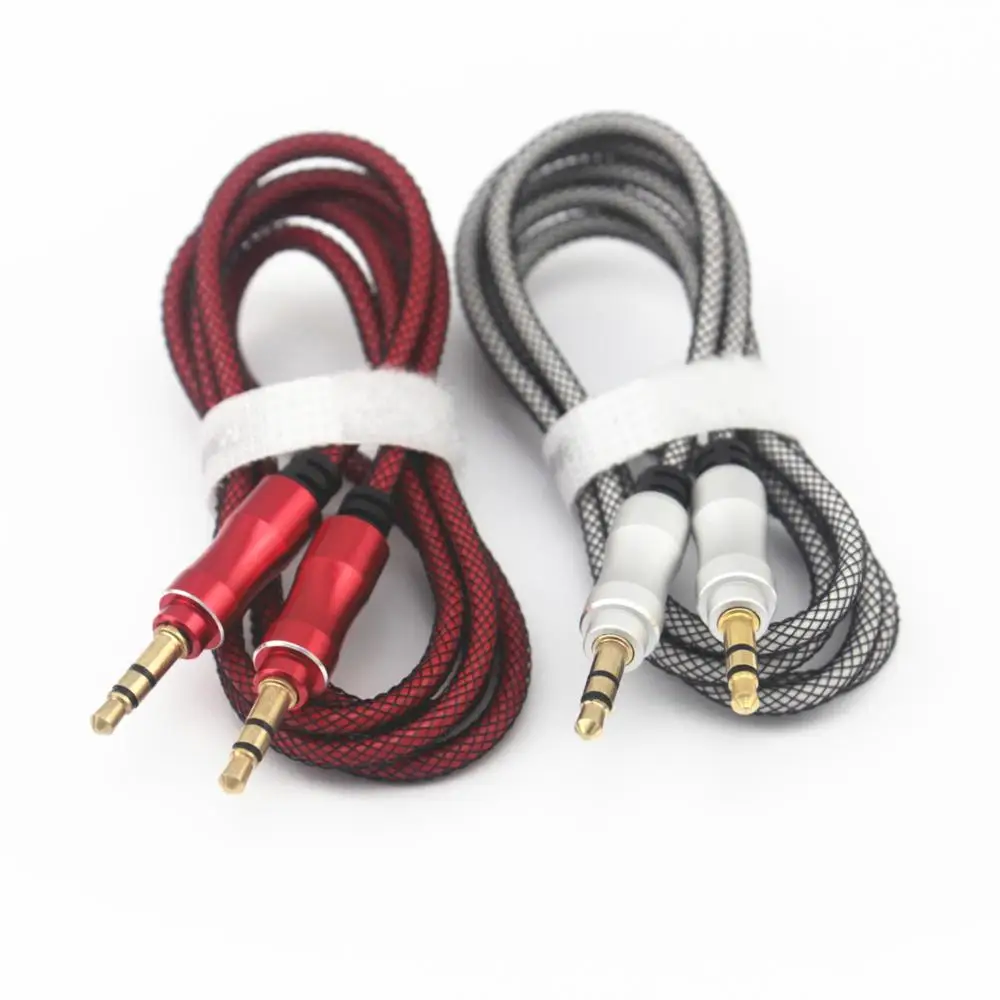 

Wholesale High Quality Gold Plated Connector Metal Head Aux Cable 3.5mm Audio Cable, Black;white
