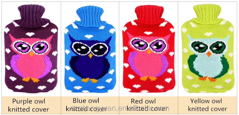 
knitted fabric cover for hot water bottle 