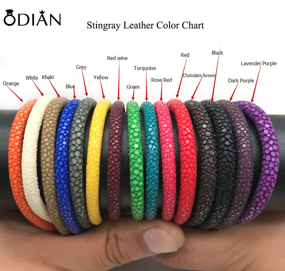 

New Color Arrival Genuine Polished    Round Stingray Leather Cord For Luxury Bracelet making