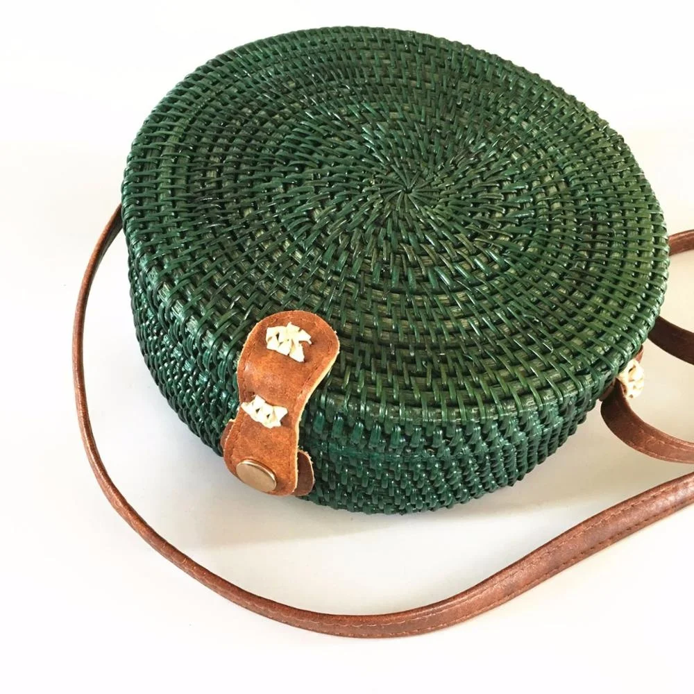 

Casual Dress Colourful Rattan Straw Round Crossbody Bag