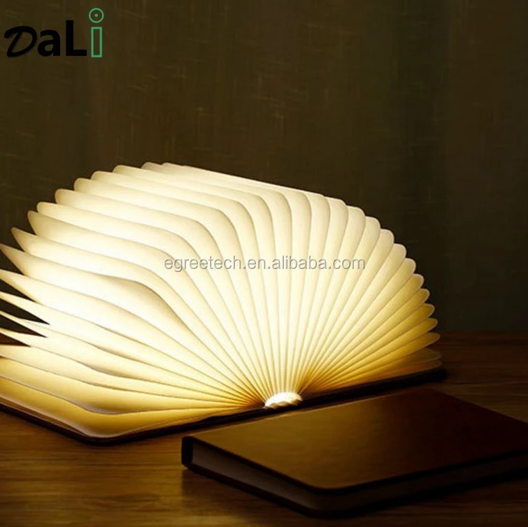 Lampe de chevet pour enfant ou petite amie Calenxy Lampe de livre LED en bois pliable Éclairage d'ambiance LED rechargeable par USB Blanc chaud 
