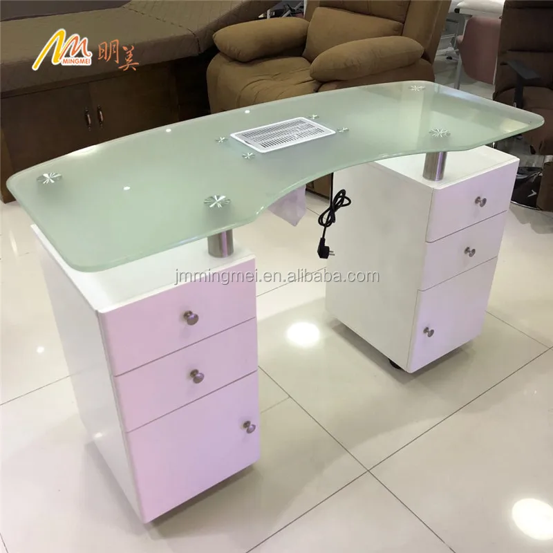 Mesa De Manicura Mesa De Uñas Gran Oferta Vidrio Con Extractor